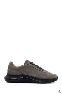 کتونی چرمی مردانه مشکی خاکستری تیره با کف ضخیم Nubuck دری مد