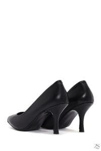 استیلتو زنانه مشکی چرم پاشنه نازک دری مد