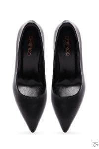 استیلتو زنانه مشکی چرم پاشنه‌دار دری مد