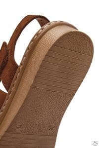 صندل زنانه عسلی جیر چرمی راحتی دری مد