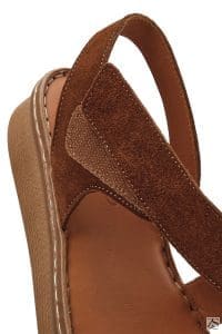 صندل زنانه عسلی جیر چرمی راحتی دری مد