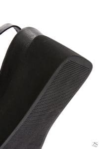 صندل زنانه مشکی پاشنه یکسره چرمی دری مد