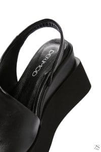 صندل زنانه مشکی پاشنه یکسره چرمی دری مد