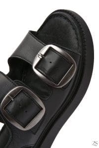 صندل زنانه مشکی کفی ضخیم چرمی راحتی دری مد