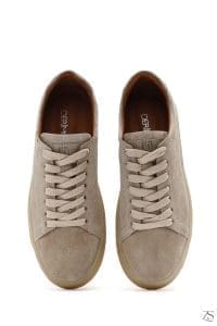 کتونی مردانه چرم جیر بژ بنددار دری مد