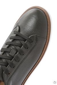 کتونی مردانه چرم سبز زیتونی بنددار زیره ضخیم دری مد