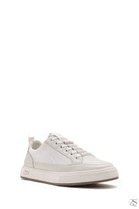 کتونی مردانه چرم سفید بنددار دری مد