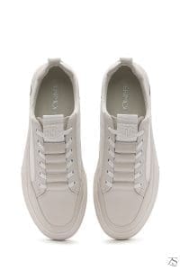 کتونی مردانه چرم سفید بنددار دری مد