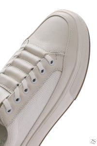 کتونی مردانه چرم سفید بنددار دری مد