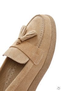 کفش لوفر زنانه چرم جیر بژ راحتی دری مد