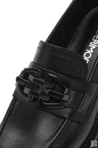 کفش لوفر زنانه چرم مشکی زیره ضخیم دری مد