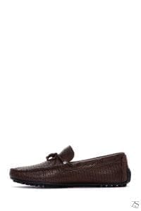 کفش لوفر مردانه چرم قهوه‌ای کژوال دری مد