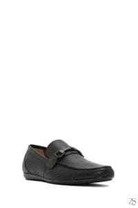 کفش لوفر مردانه چرم مشکی طرح‌دار کژوال دری مد