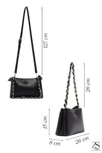 کیف زنانه دوشی مشکی بند بلند دری مد