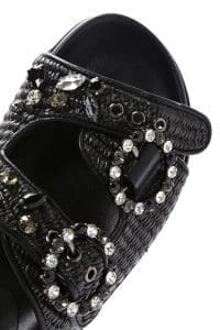 دمپایی زنانه مشکی حصیری نگین‌دار دری مد