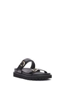 دمپایی زنانه مشکی دو سگک دری مد