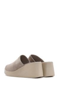 دمپایی زنانه چرم جیر طوسی پاشنه بلند دری مد