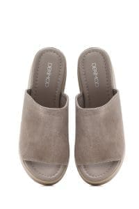 دمپایی زنانه چرم جیر طوسی پاشنه بلند دری مد