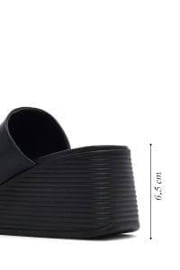 دمپایی زنانه چرم مشکی پاشنه بلند دری مد