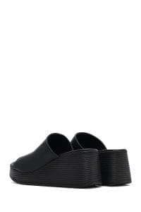 دمپایی زنانه چرم مشکی پاشنه بلند دری مد