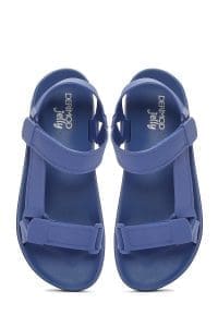 صندل زنانه آبی ژله‌ای تخت ضخیم بندی دری مد