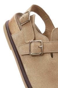 صندل زنانه شتری جیر بنددار پشت باز دری مد