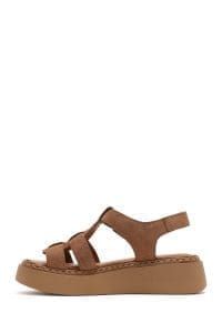 صندل زنانه صورتی جیر تخت ضخیم راحتی بنددار دری مد