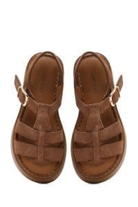 صندل زنانه صورتی جیر تخت ضخیم راحتی بنددار دری مد