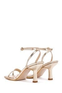 صندل زنانه طلایی متالیک بندی پاشنه نازک دری مد