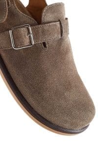 صندل زنانه طوسی جیر بنددار پشت باز دری مد