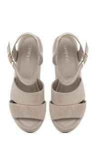 صندل زنانه طوسی چرم و جیر لژدار دری مد