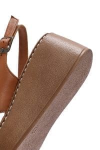 صندل زنانه عسلی کفی ضخیم چرمی راحتی دری مد