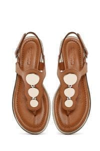 صندل زنانه قهوه‌ای روشن چرم انگشتی دری مد