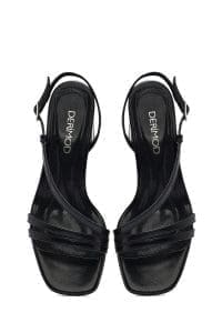 صندل زنانه مشکی بنددار پاشنه‌ضخیم کوتاه دری مد