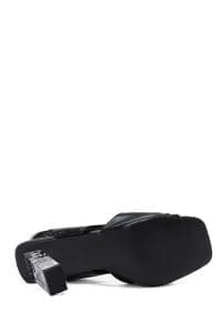 صندل زنانه مشکی شفاف پاشنه‌بلند ضخیم دری مد