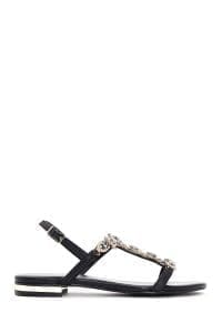 صندل زنانه مشکی نگین‌دار دری مد