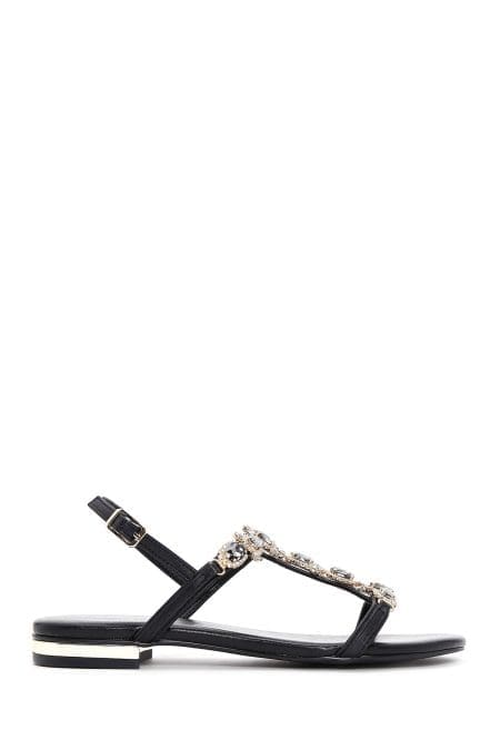 صندل زنانه مشکی نگین‌دار دری مد