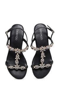 صندل زنانه مشکی نگین‌دار دری مد