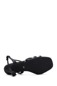 صندل زنانه مشکی نگین‌دار مجلسی پاشنه نازک دری مد