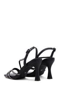 صندل زنانه مشکی نگین‌دار مجلسی پاشنه نازک دری مد