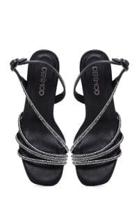 صندل زنانه مشکی نگین‌دار مجلسی پاشنه نازک دری مد