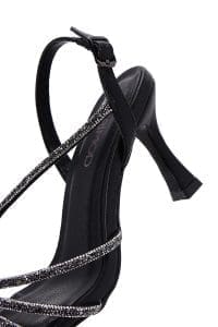 صندل زنانه مشکی نگین‌دار مجلسی پاشنه نازک دری مد