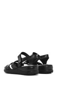 صندل زنانه مشکی چرم بندی راحتی دری مد