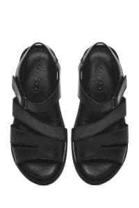 صندل زنانه مشکی چرم بندی راحتی دری مد