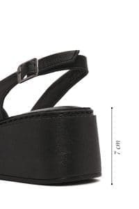 صندل زنانه مشکی کفی ضخیم چرمی راحتی دری مد