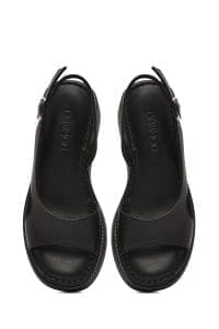 صندل زنانه مشکی کفی ضخیم چرمی راحتی دری مد