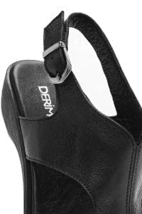 صندل زنانه چرمی مشکی با پاشنه لژ دری مد