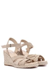 صندل زنانه کرم جیر بنددار لژدار اسپادریل دری مد