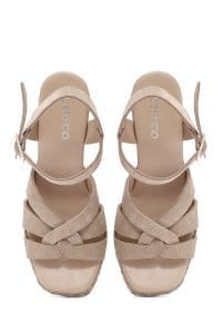 صندل زنانه کرم جیر بنددار لژدار اسپادریل دری مد