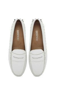 لوفر زنانه سفید بند دار چرم دری مد